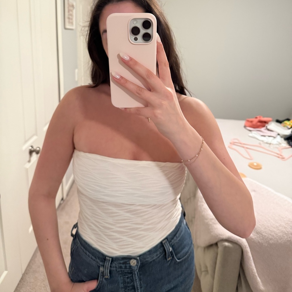 Princess Polly White Textured Bodysuit